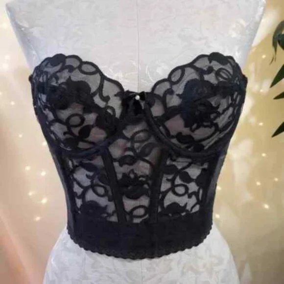 Victoria's Secret Other - Victoria's Secret | Gold Label Vintage Black Lace Bustier Corset | Size 34C